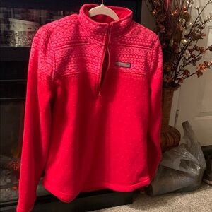 Vineyard Vines Red and Pink Large Quarter-Zip Pullover